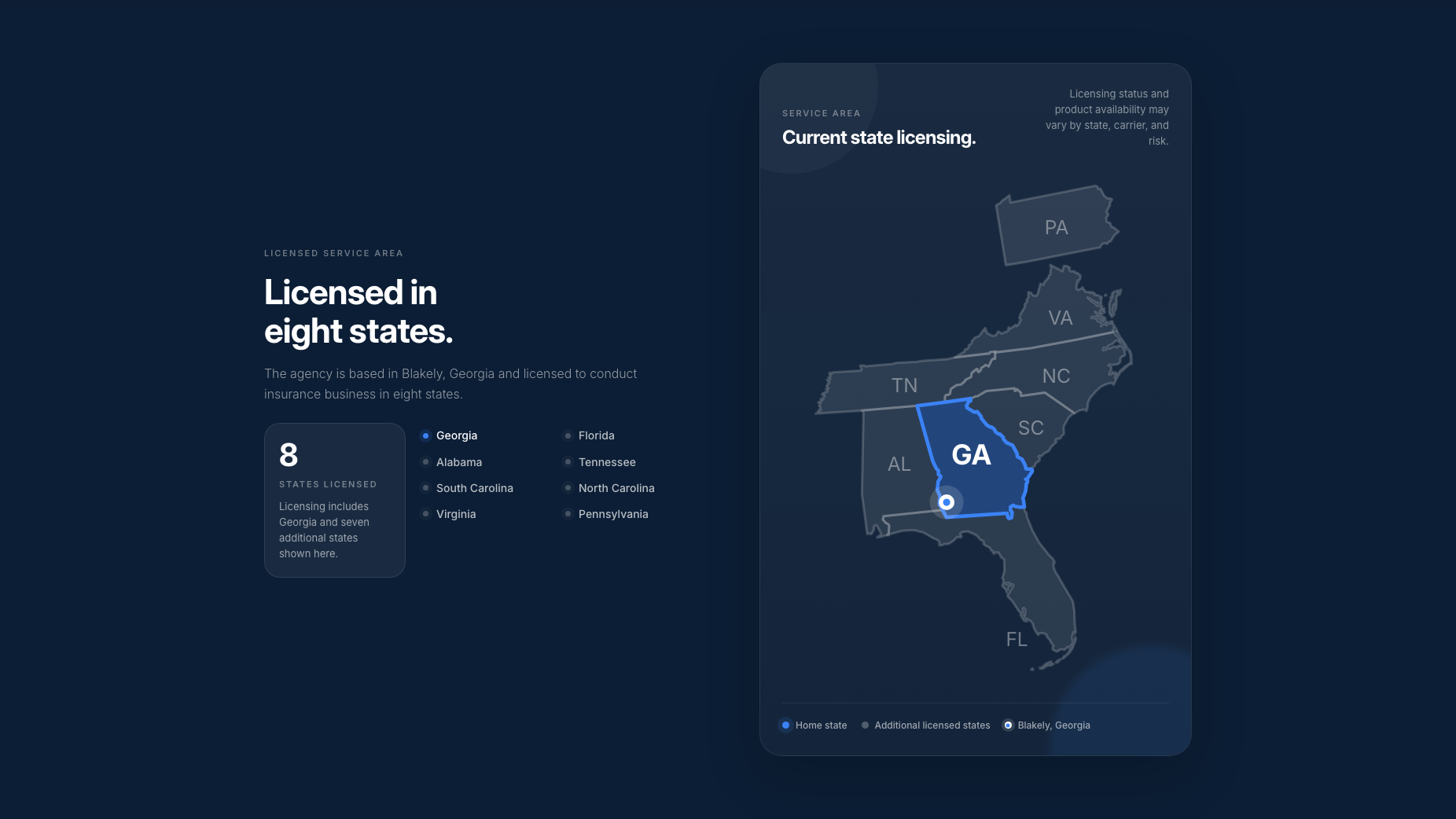 Insurance firm coverage footprint graphic